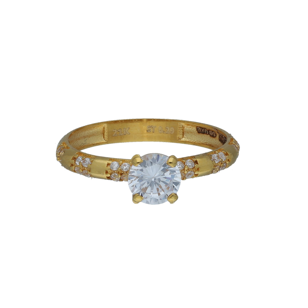 Gold Round Cut Ring 21KT - FKJRN21KM11151