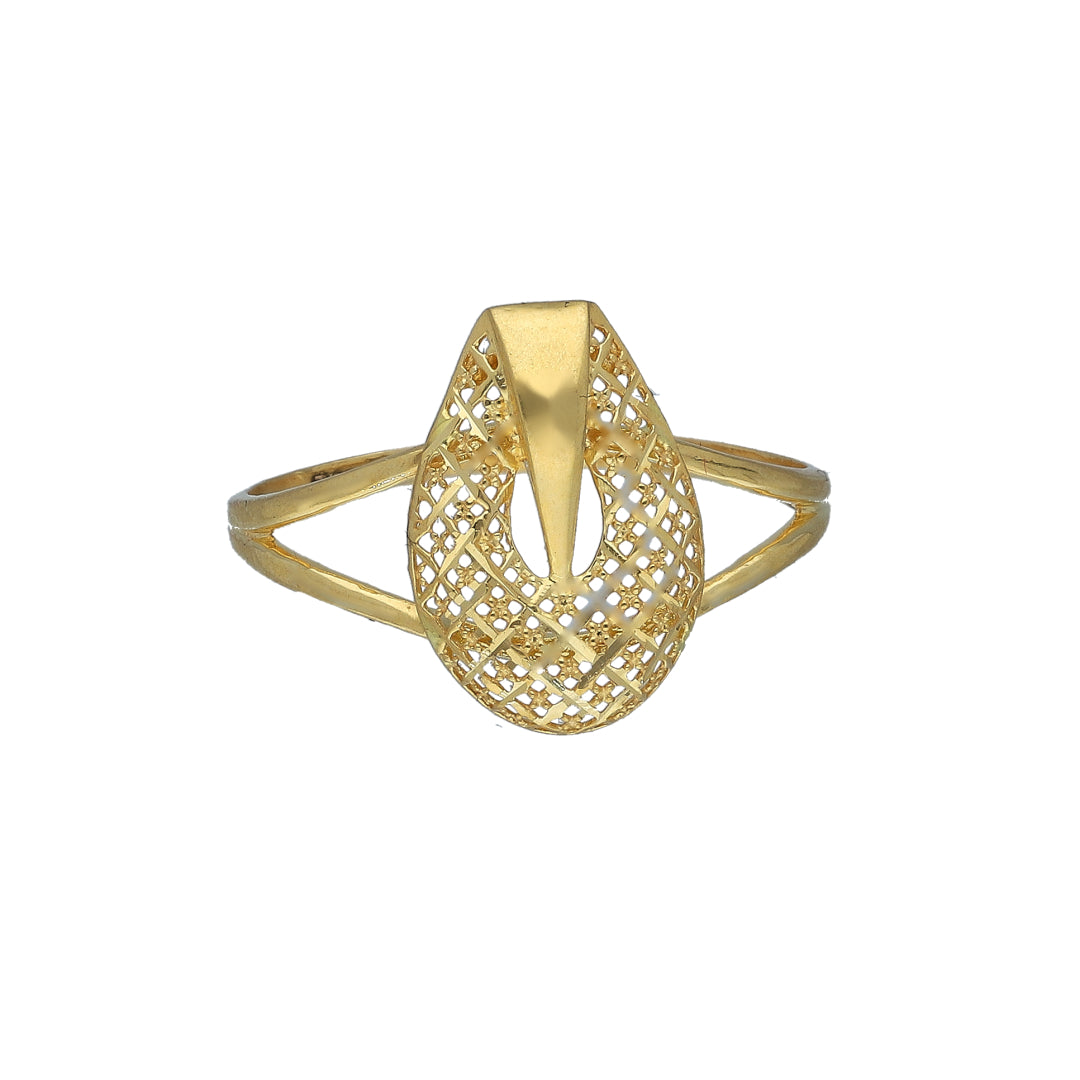 Gold Mesh Pear Shaped Ring 21KT - FKJRN21KM11154