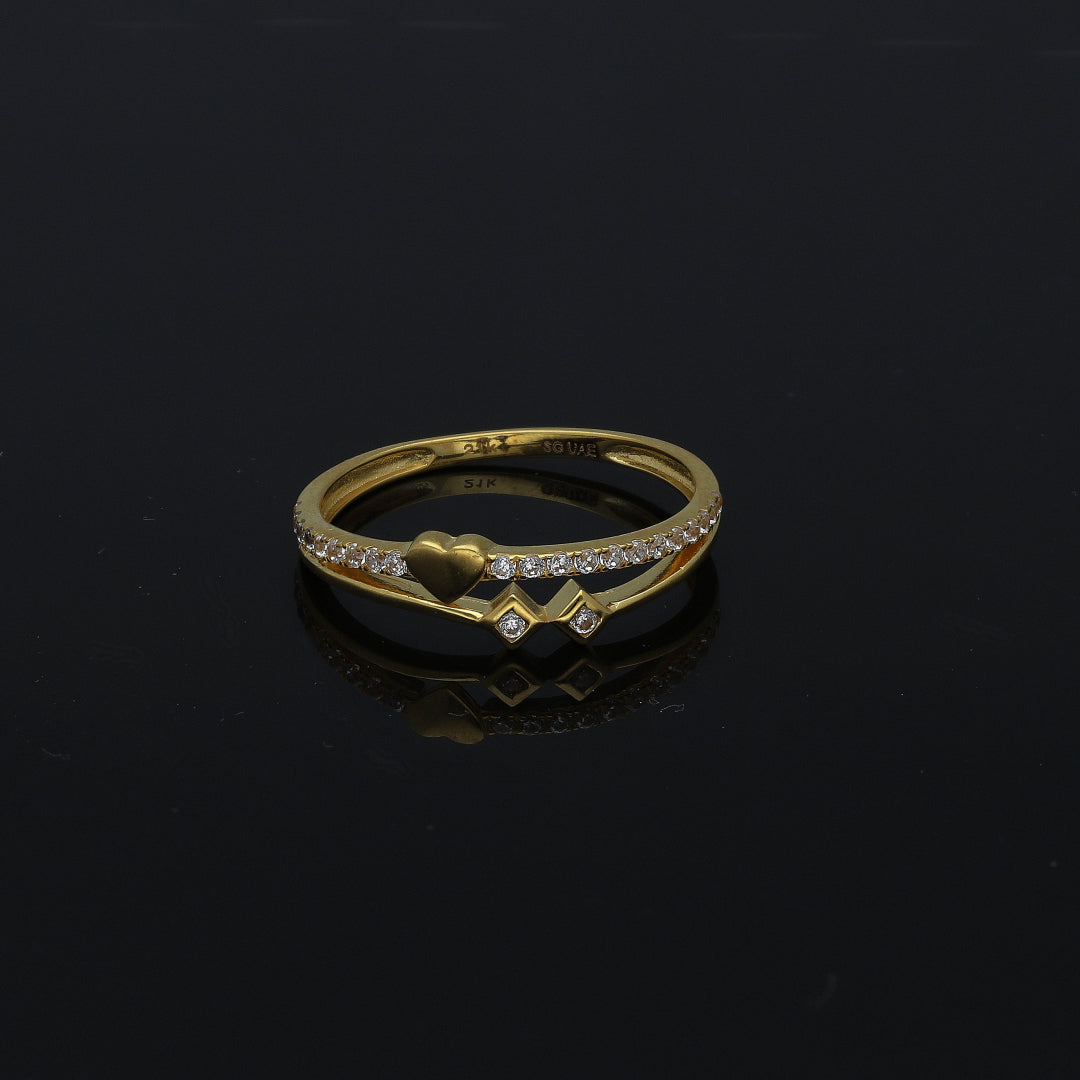 Gold Heart Charm Ring 21KT - FKJRN21KM11156