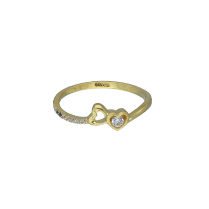 Gold Double Heart Ring 21KT - FKJRN21KM11159