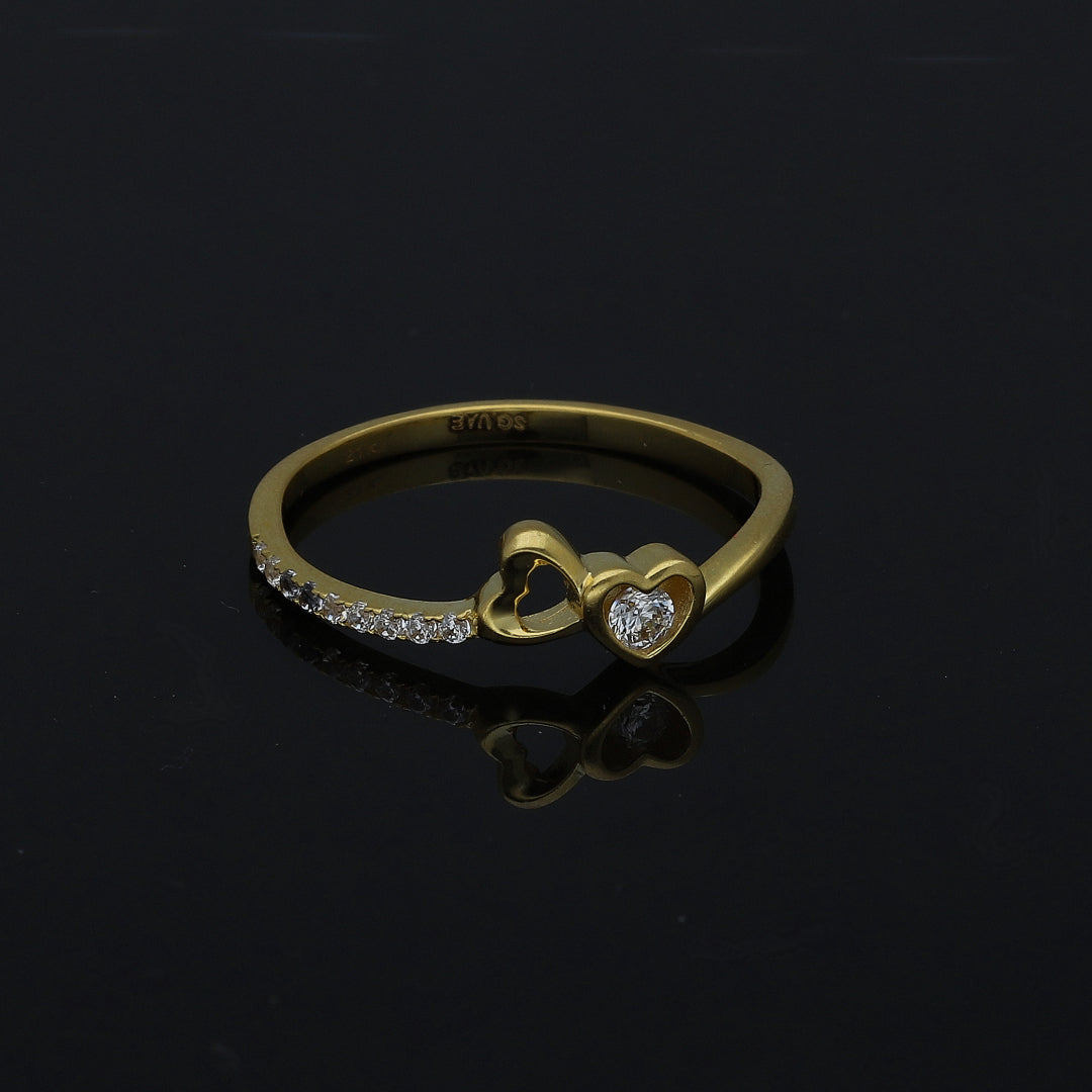 Gold Double Heart Ring 21KT - FKJRN21KM11159