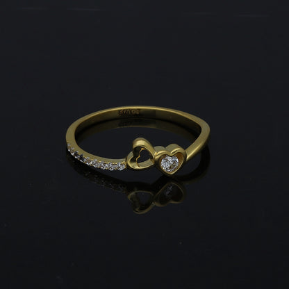Gold Double Heart Ring 21KT - FKJRN21KM11159