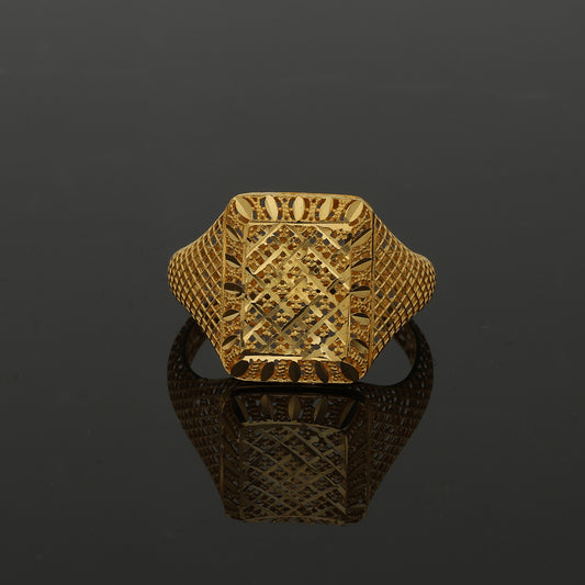Gold Square Mesh Ring 21KT - FKJRN21KM11162