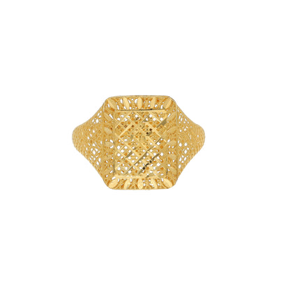 Gold Square Mesh Ring 21KT - FKJRN21KM11162