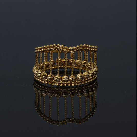 Gold Bead Motif Ring 21KT - FKJRN21KM11172