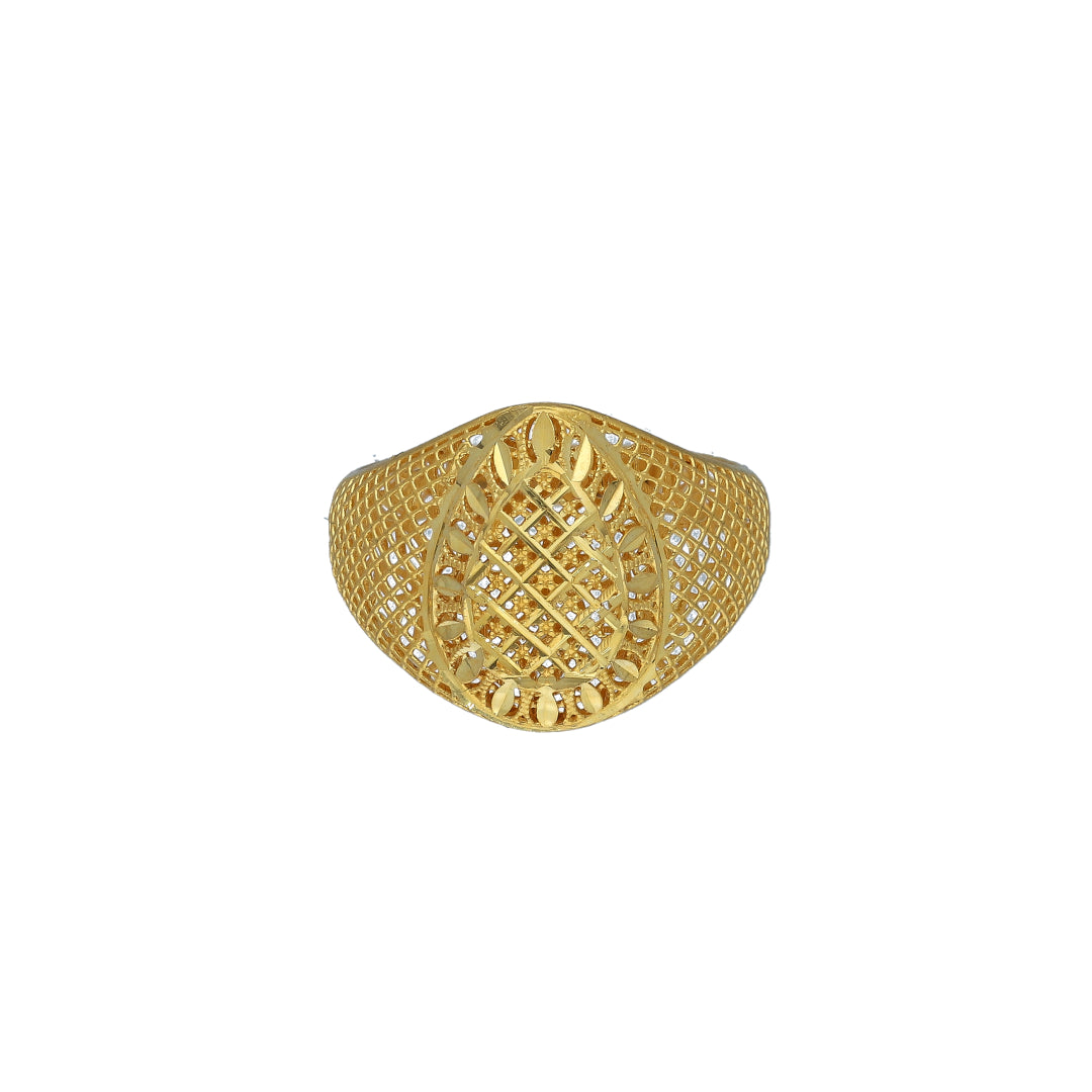 Gold Teardrop Lattice Ring 21KT - FKJRN21KM11174