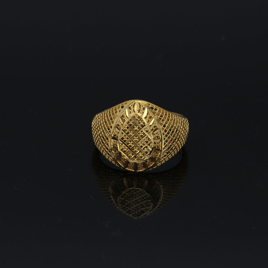 Gold Teardrop Lattice Ring 21KT - FKJRN21KM11174