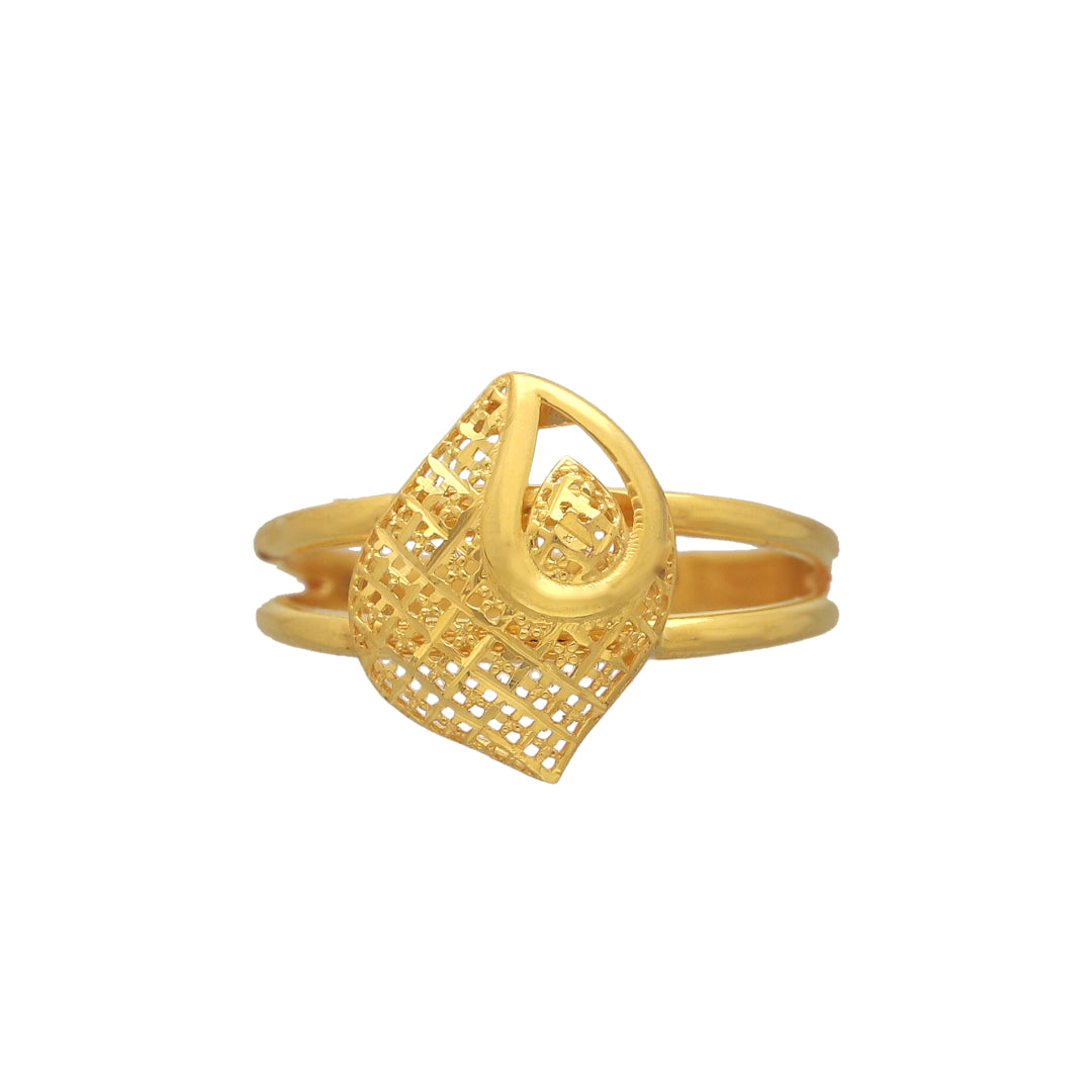 Gold Leaf Shape Ring 21KT - FKJRN21KM11186
