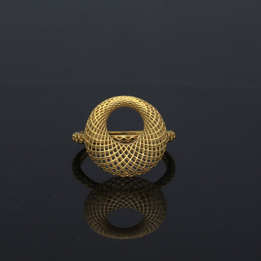 Gold Circle Mesh Ring 21KT - FKJRN21KM11192