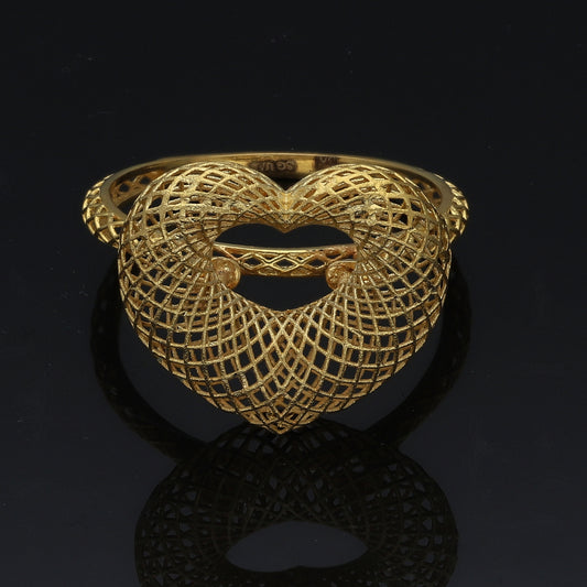 Gold Heart Net Ring 21KT - FKJRN21KM11195