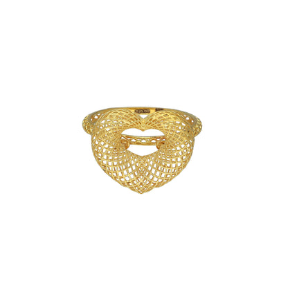 Gold Heart Net Ring 21KT - FKJRN21KM11195