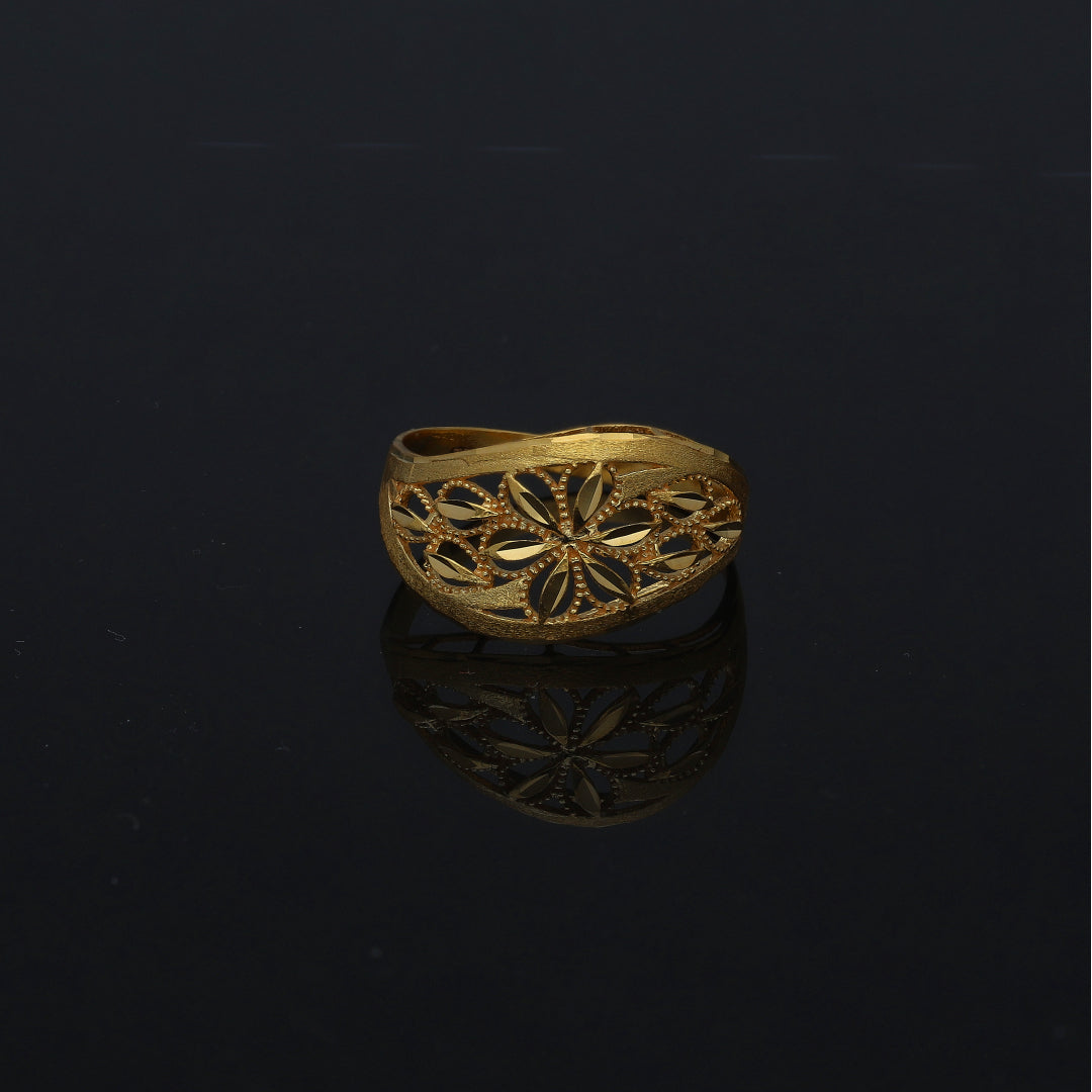 Gold Floral Cut Ring 21KT - FKJRN21KM11196