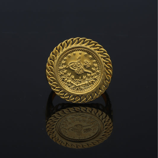 Gold Lira Coin Ring 21KT - FKJRN21KM11198