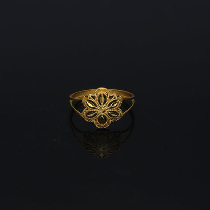 Gold Classic Flower Ring 21KT - FKJRN21KM11203