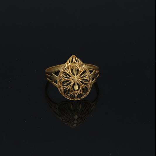 Gold Floral Drop Ring 21KT - FKJRN21KM11205