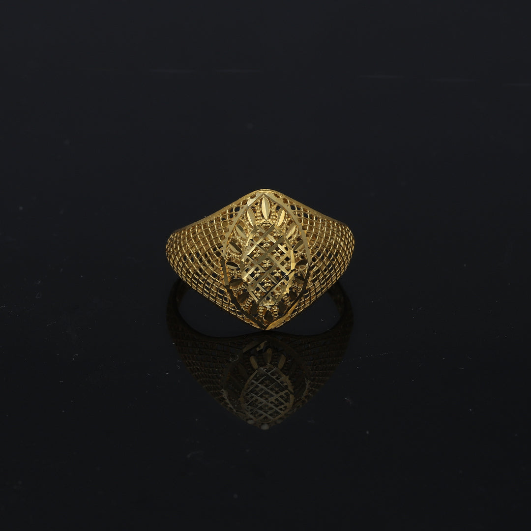 Gold Oval Mesh Ring 21KT - FKJRN21KM11208