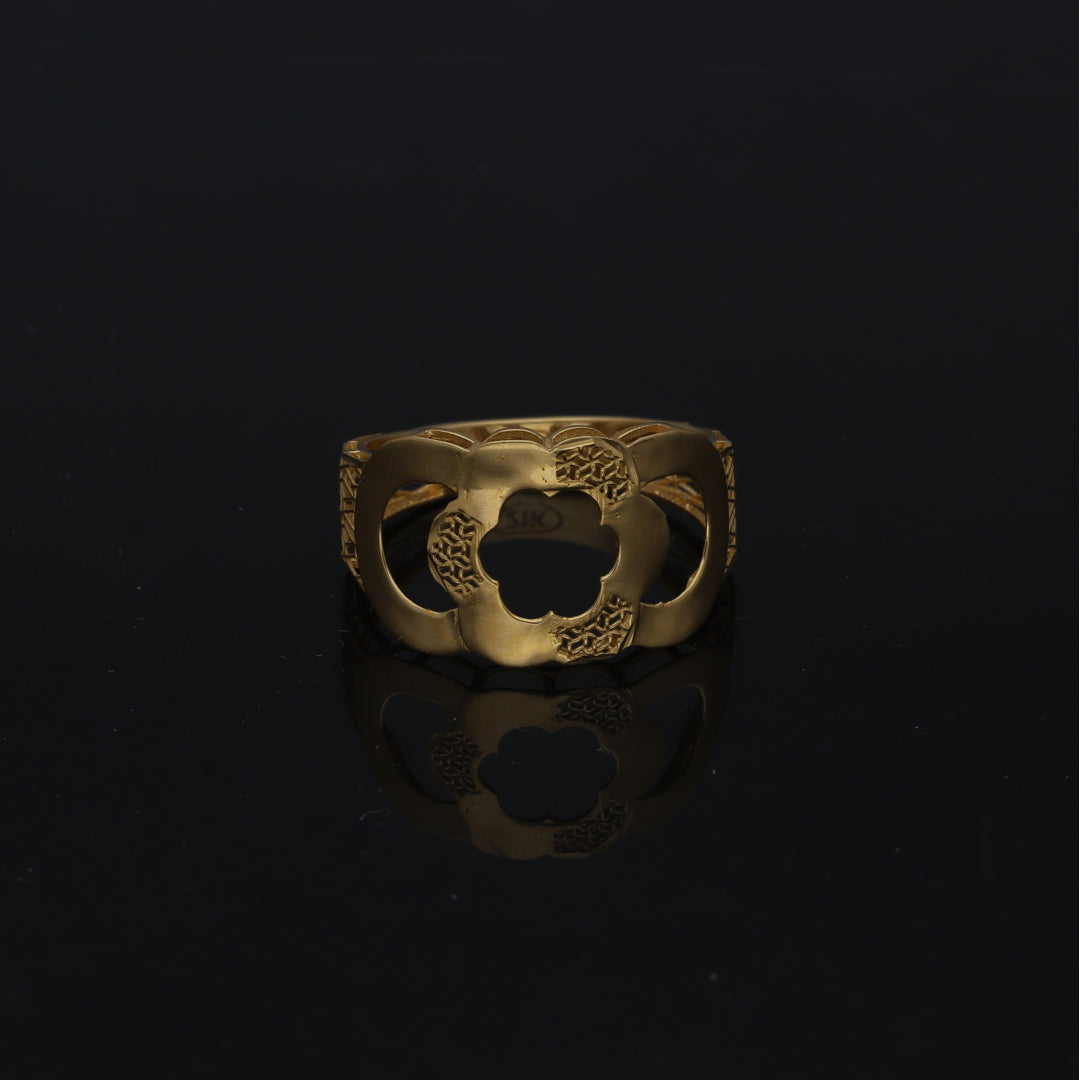 Gold Floral Cutwork Ring 21KT - FKJRN21KM11209