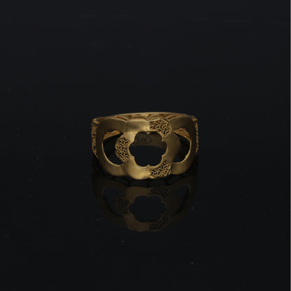 Gold Floral Cutwork Ring 21KT - FKJRN21KM11209