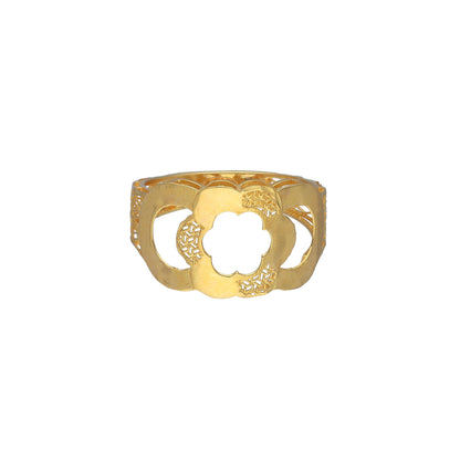 Gold Floral Cutwork Ring 21KT - FKJRN21KM11209