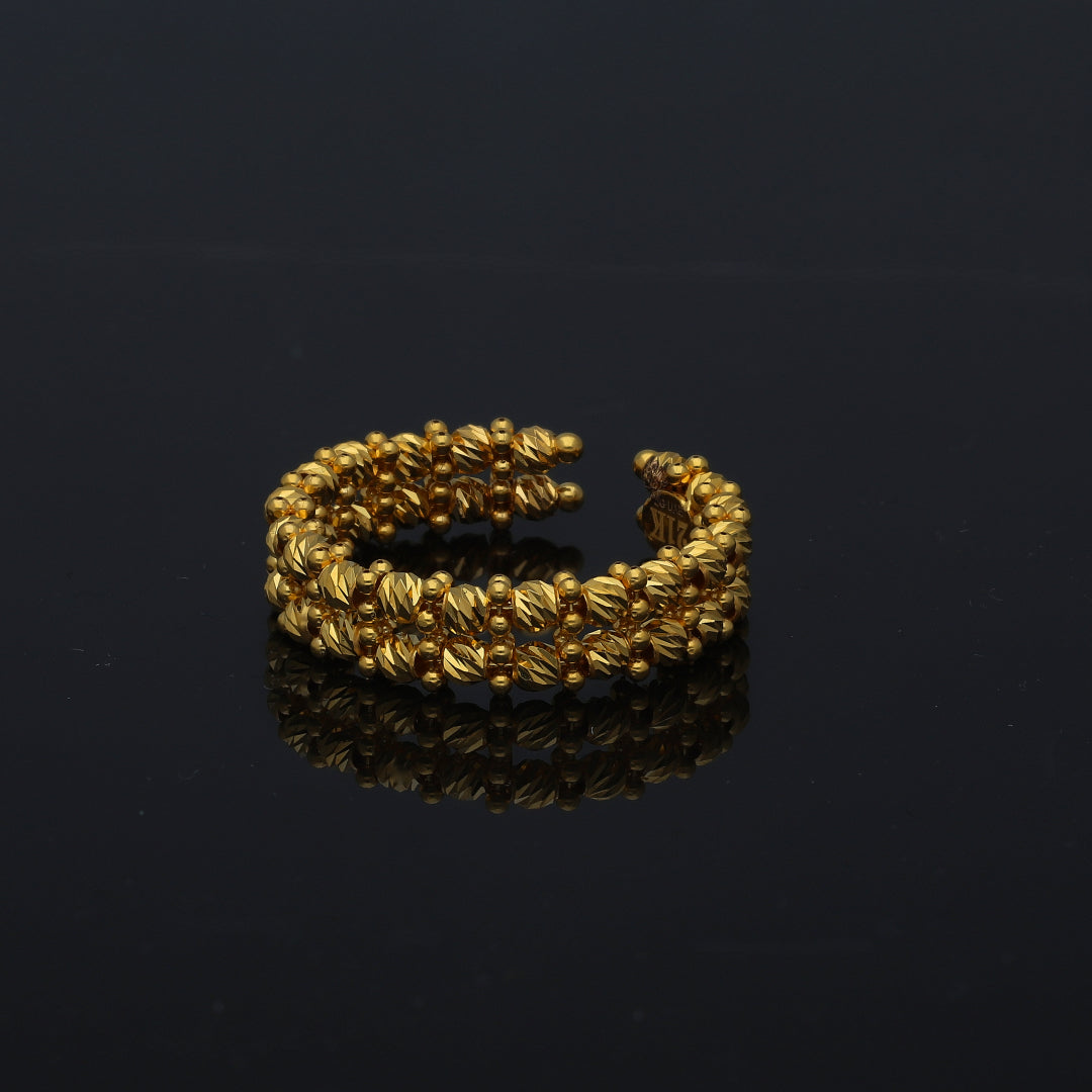 Gold Elegant Beaded Cuff Ring 21KT - FKJRN21KM11236