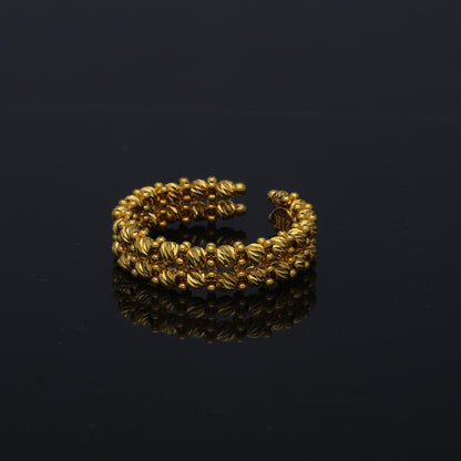 Gold Elegant Beaded Cuff Ring 21KT - FKJRN21KM11236