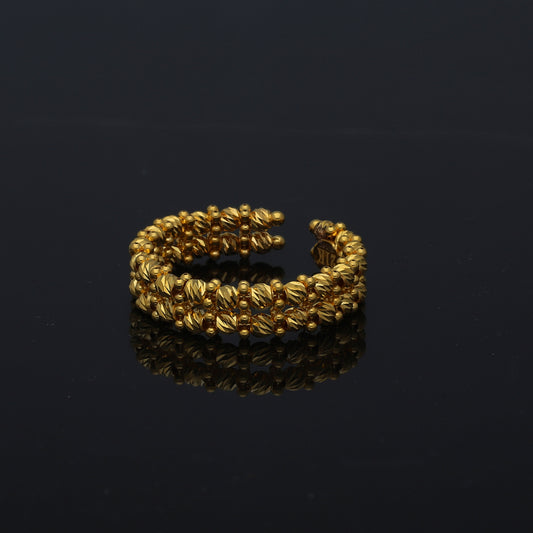 Gold Elegant Beaded Cuff Ring 21KT - FKJRN21KM11236