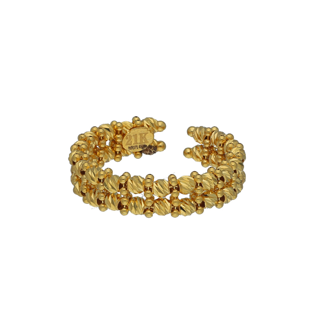Gold Elegant Beaded Cuff Ring 21KT - FKJRN21KM11236