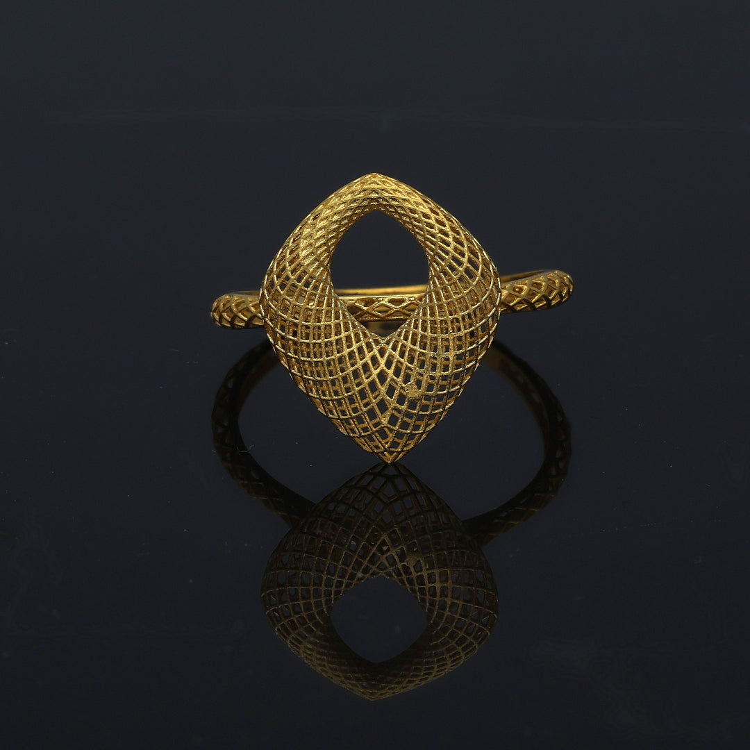 Gold Lattice Teardrop Ring 21KT - FKJRN21KM11237