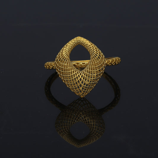 Gold Lattice Teardrop Ring 21KT - FKJRN21KM11237