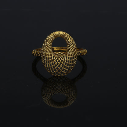Gold Openwork Oval Ring 21KT - FKJRN21KM11239