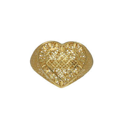 Gold Heart Lattice Ring 21KT - FKJRN21KM11242