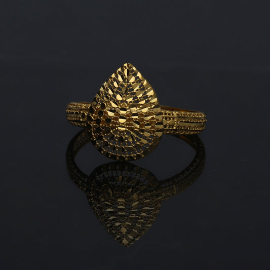 Gold Teardrop Statement Ring 21KT - FKJRN21KM11243