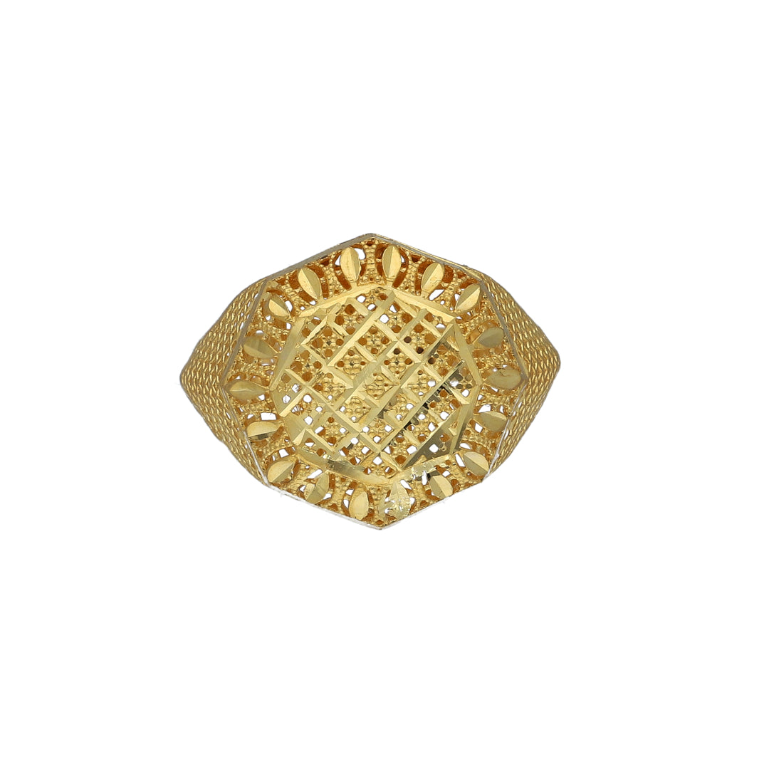 Gold Hexagon Lattice Ring 21KT - FKJRN21KM11244