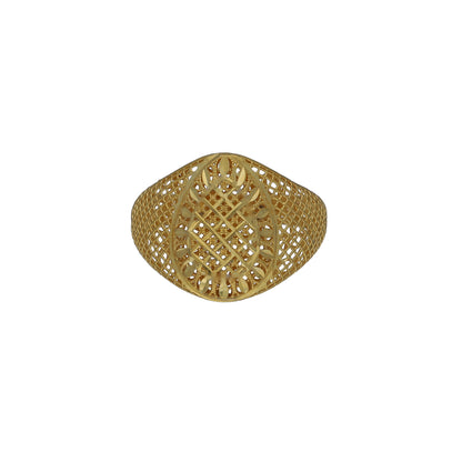 Gold Mesh Oval Ring 21KT - FKJRN21KM11246