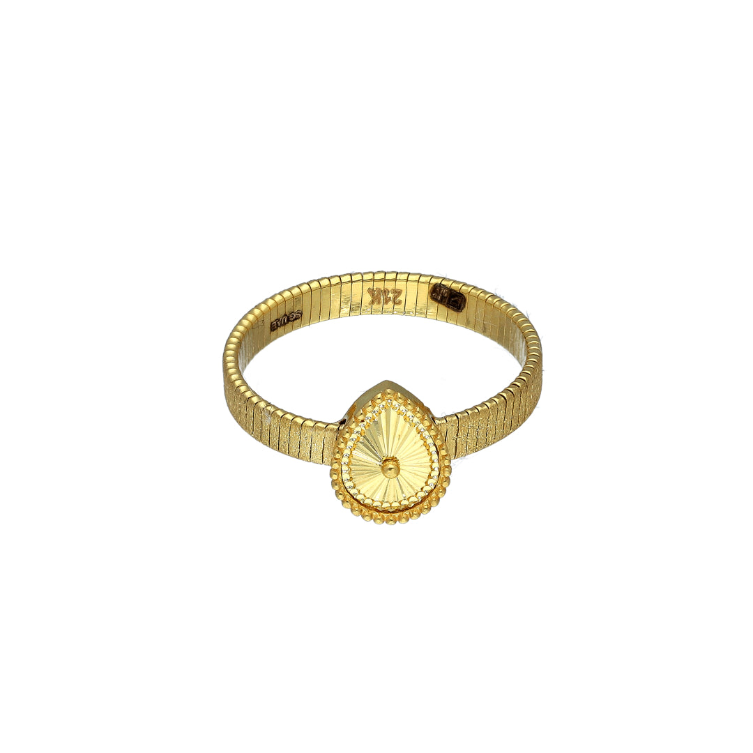 Gold Teardrop Sunburst Ring 21KT - FKJRN21KM11250