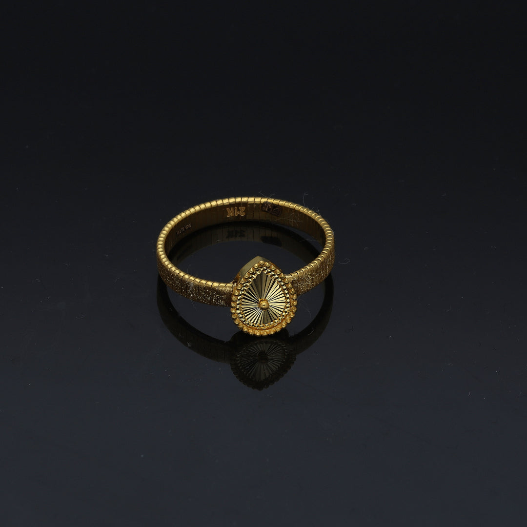 Gold Teardrop Sunburst Ring 21KT - FKJRN21KM11250