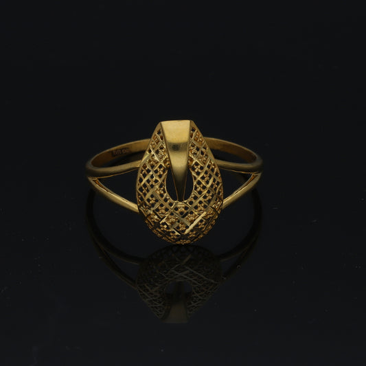 Gold Filigree Statement Ring 21KT - FKJRN21KM11255