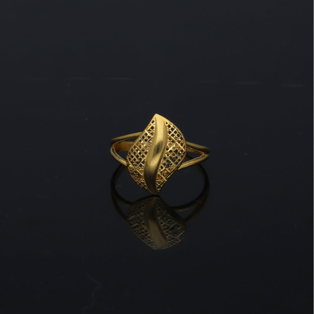 Gold Openwork Leaf Ring 21KT - FKJRN21KM11258