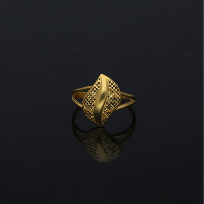 Gold Openwork Leaf Ring 21KT - FKJRN21KM11258