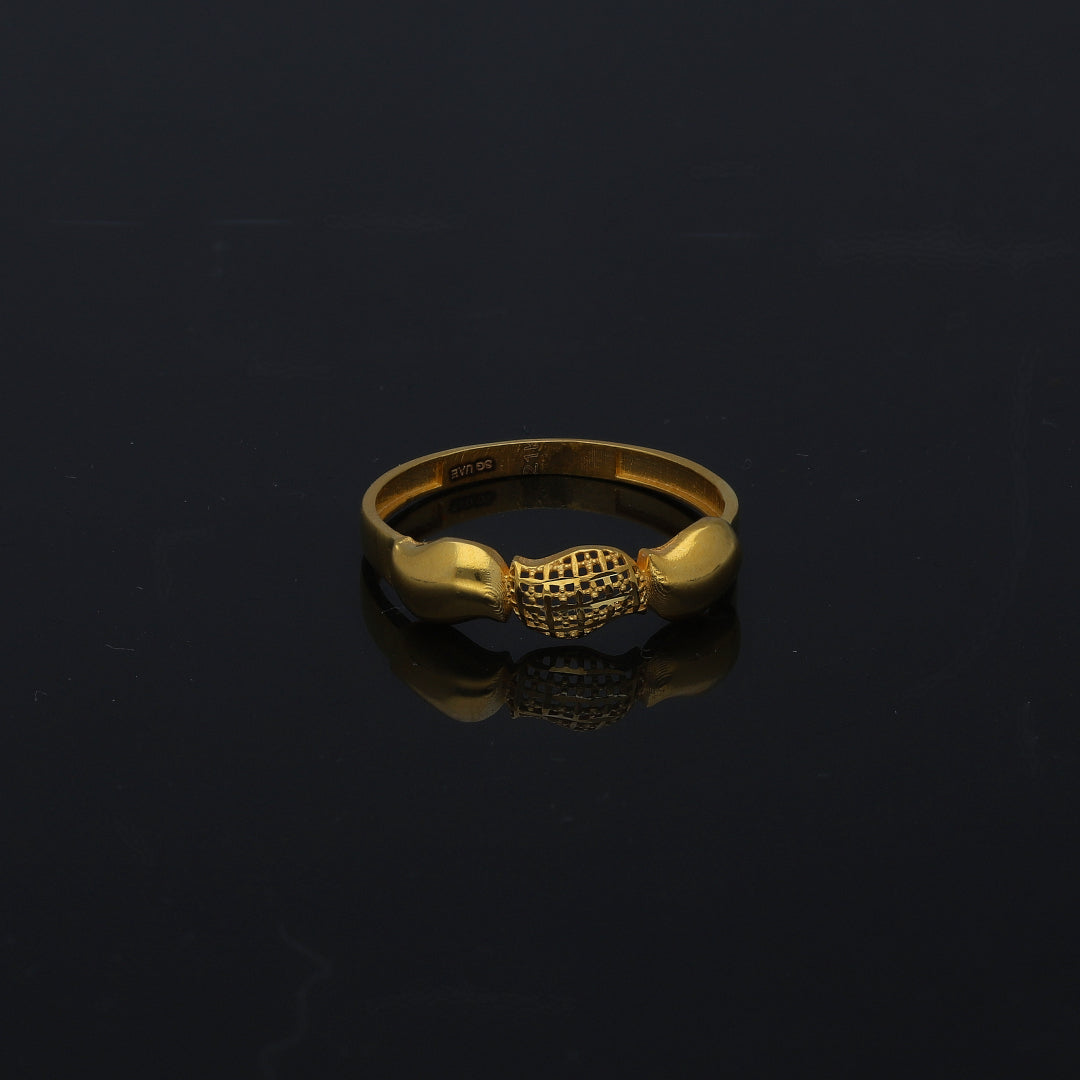Gold Lattice Detail Ring 21KT - FKJRN21KM11259