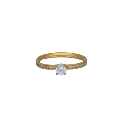 Gold Slim Stone Ring 21KT - FKJRN21KM11260