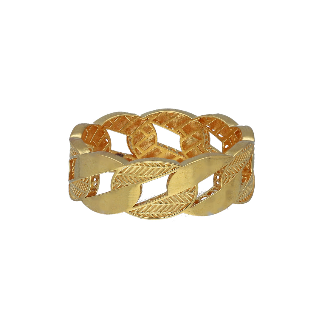Gold Interlock Design Ring 21KT - FKJRN21KM11653