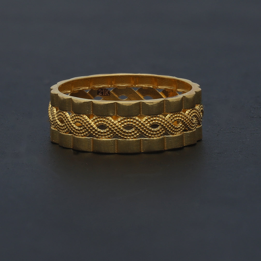 Gold Textured Band Ring 21KT - FKJRN21KM11654
