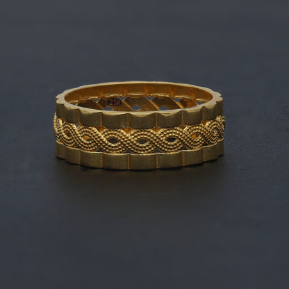 Gold Textured Band Ring 21KT - FKJRN21KM11654