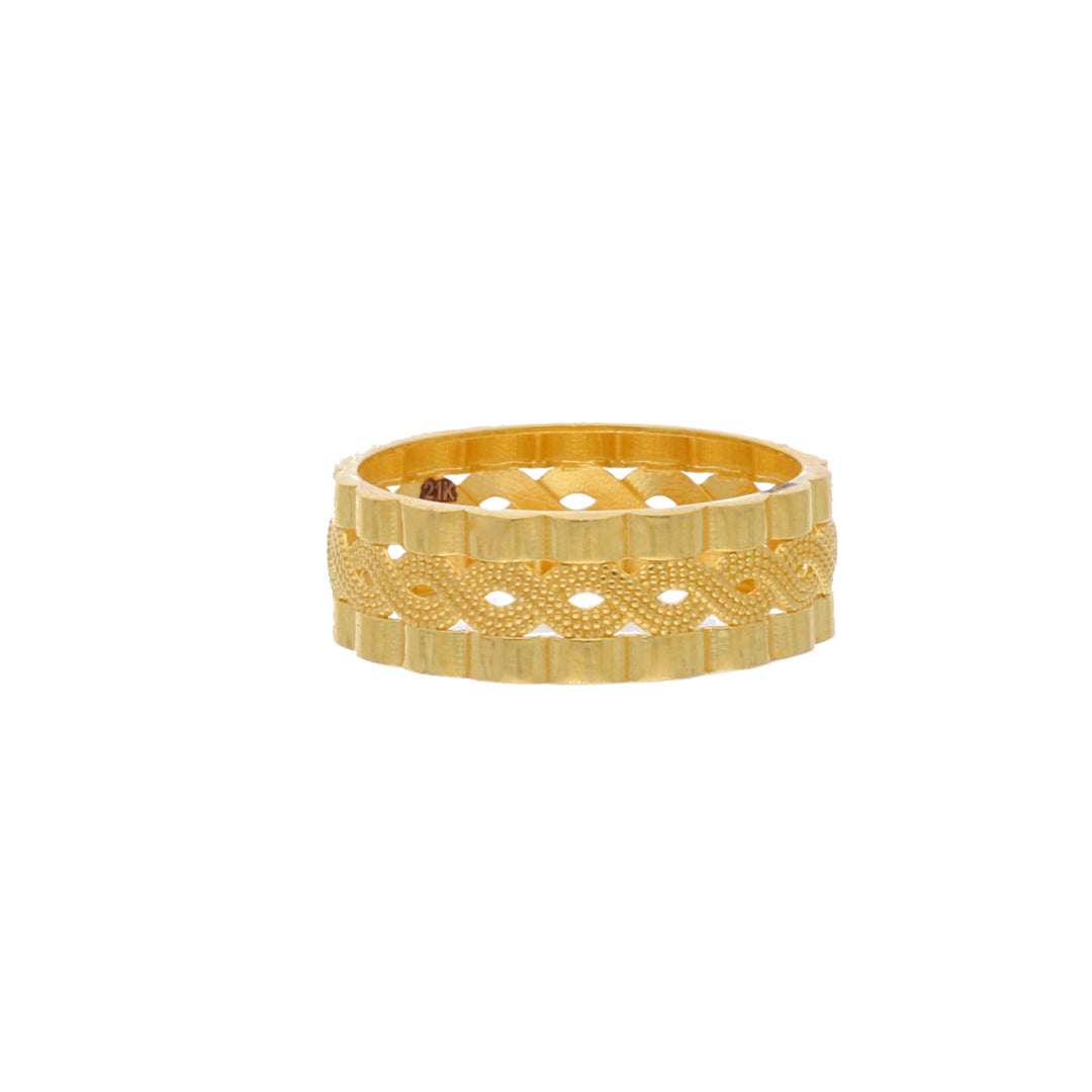 Gold Textured Band Ring 21KT - FKJRN21KM11654