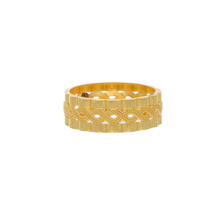 Gold Textured Band Ring 21KT - FKJRN21KM11654