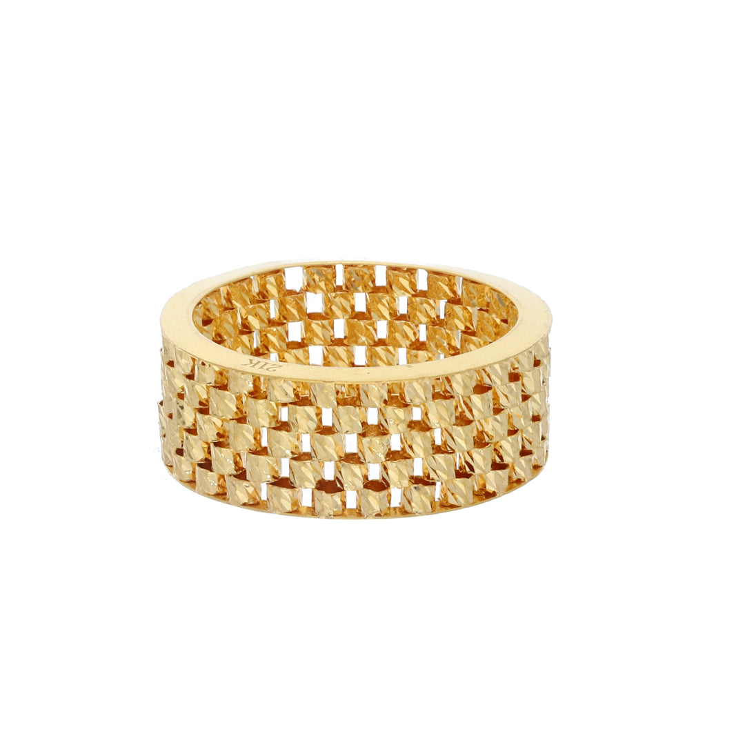Gold Grid Design Ring 21KT - FKJRN21KM11655
