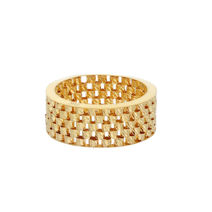 Gold Grid Design Ring 21KT - FKJRN21KM11655