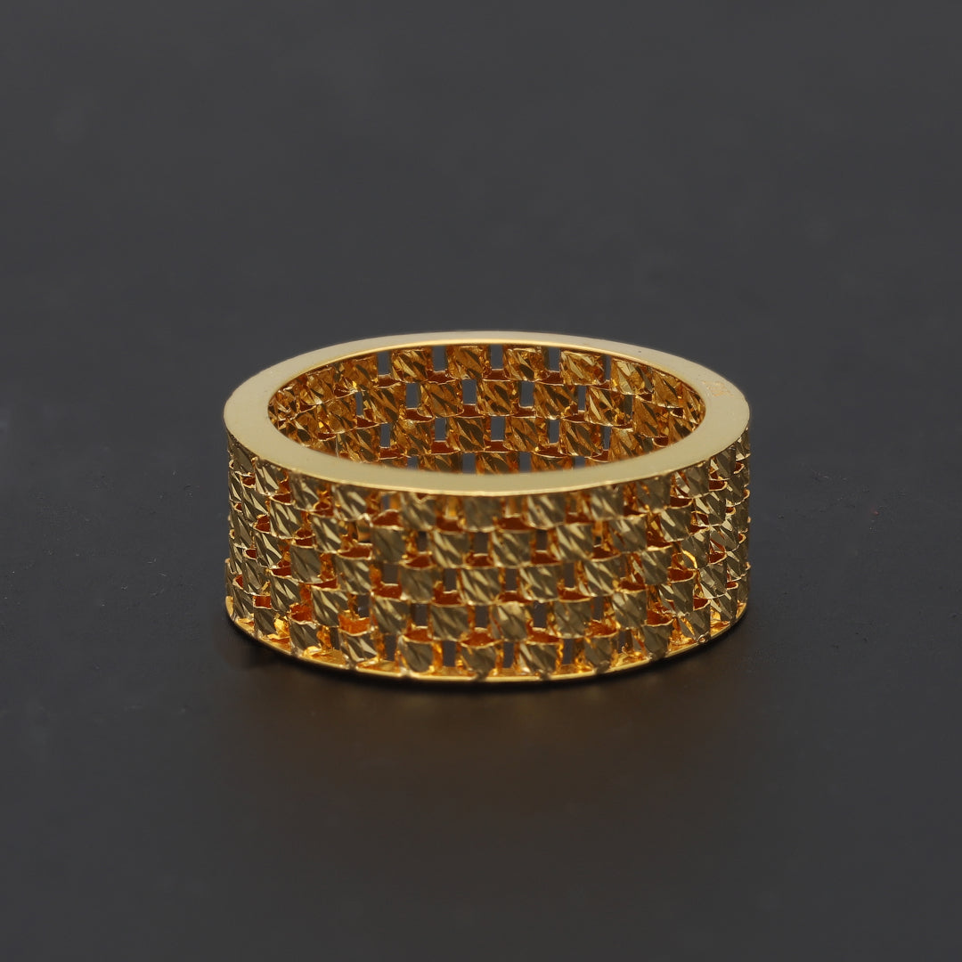 Gold Grid Design Ring 21KT - FKJRN21KM11655