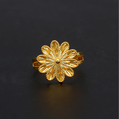 Gold Floral Statement Ring 21KT - FKJRN21KM11656